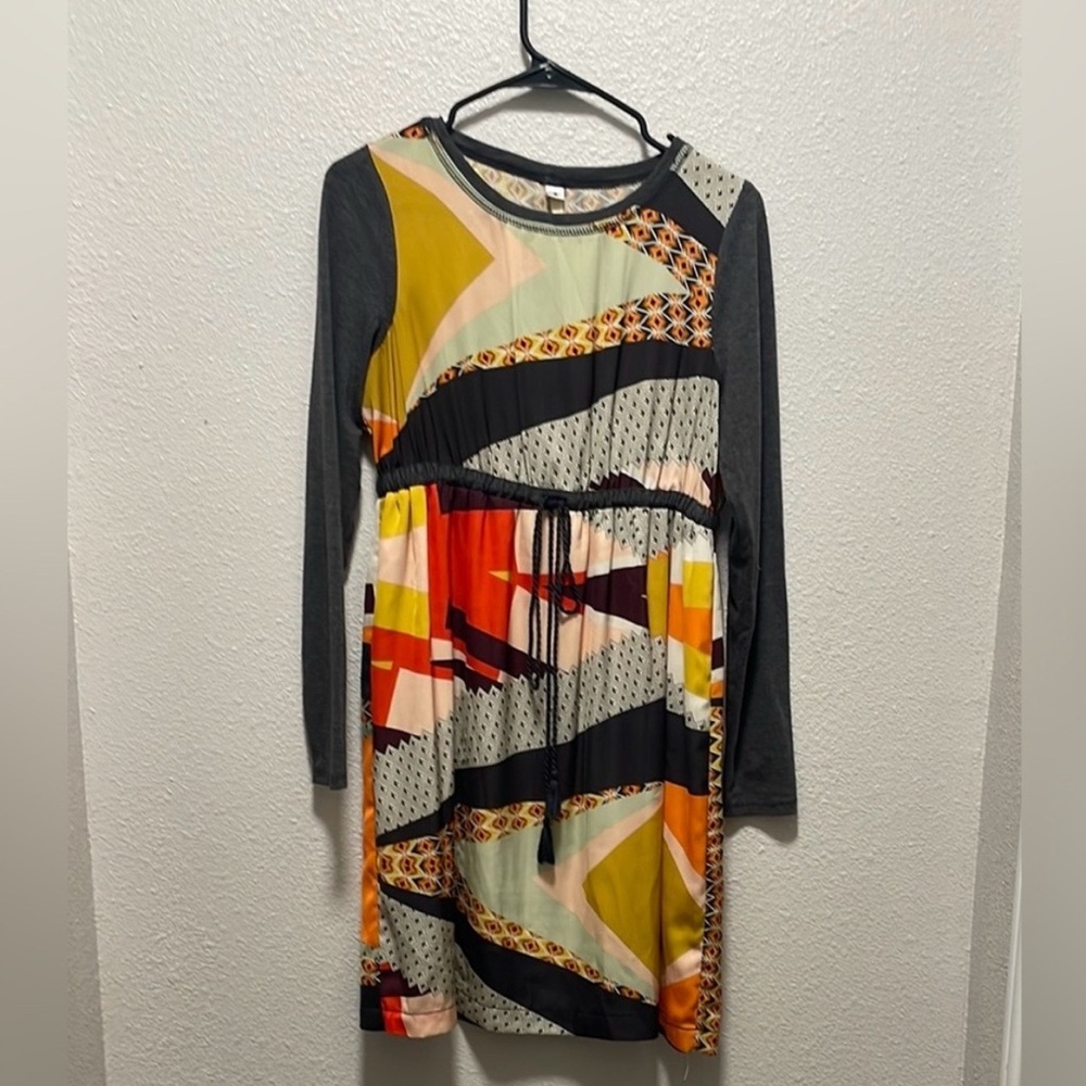 Uncle Frank Multicolor Abstract Long Sleeve Dress